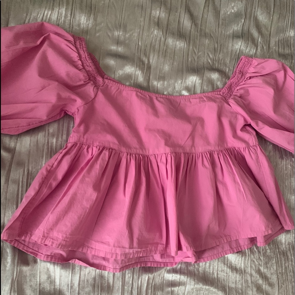 Free People off or on the Shoulder Puff Sleeve Top - Picture 3 of 3